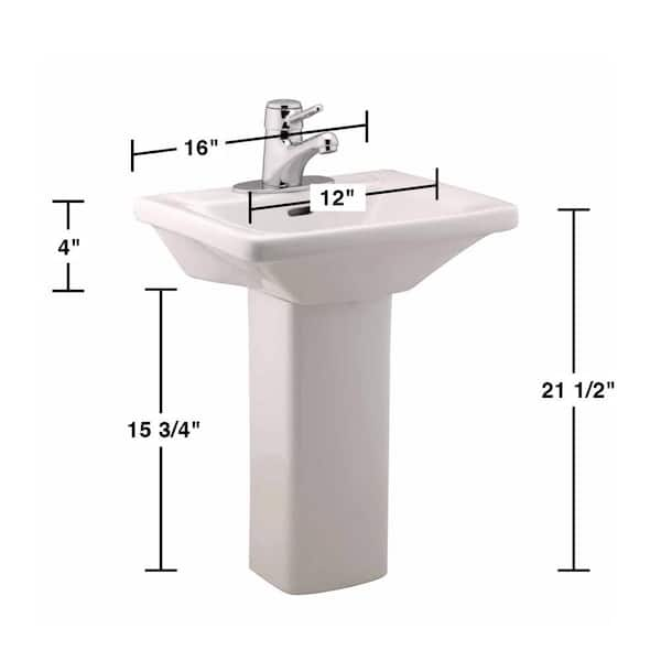 White Bathroom Pedestal Sink Basin Replacement Part 30.38 W with