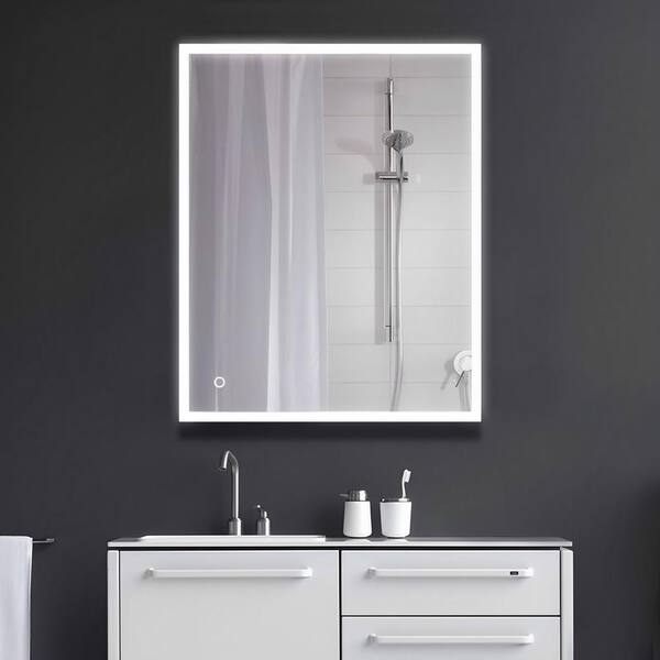 Zeus & Ruta 24 in. W x 30 in. H Rectangular Aluminum Framed LED Lighted Medicine Cabinet with Mirror