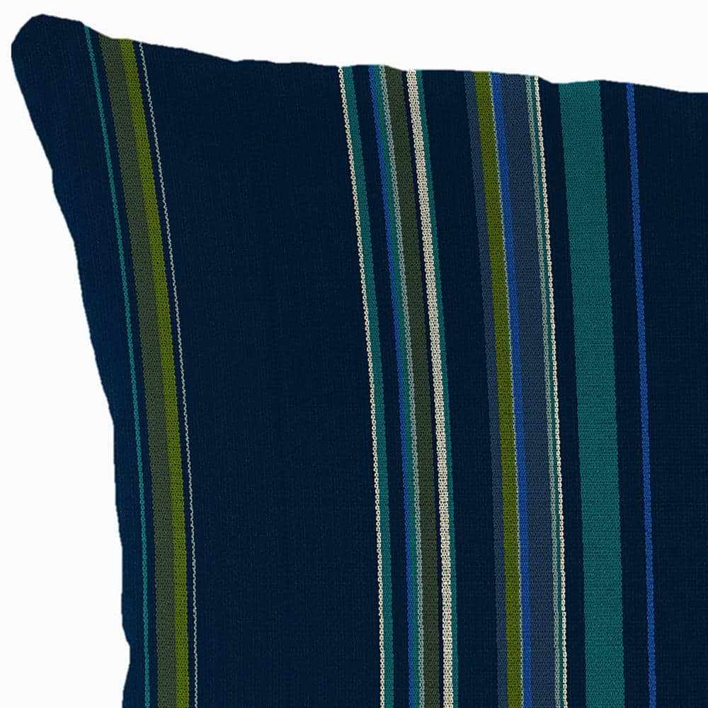 Stanton Lagoon Navy Stripe Square Outdoor Throw Pillow Set