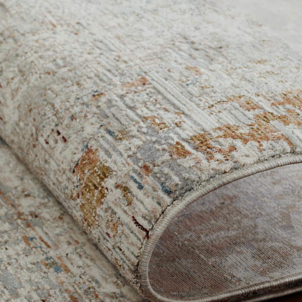 Pearl Grey Abstract Hand-knotted Viscose Area Rug