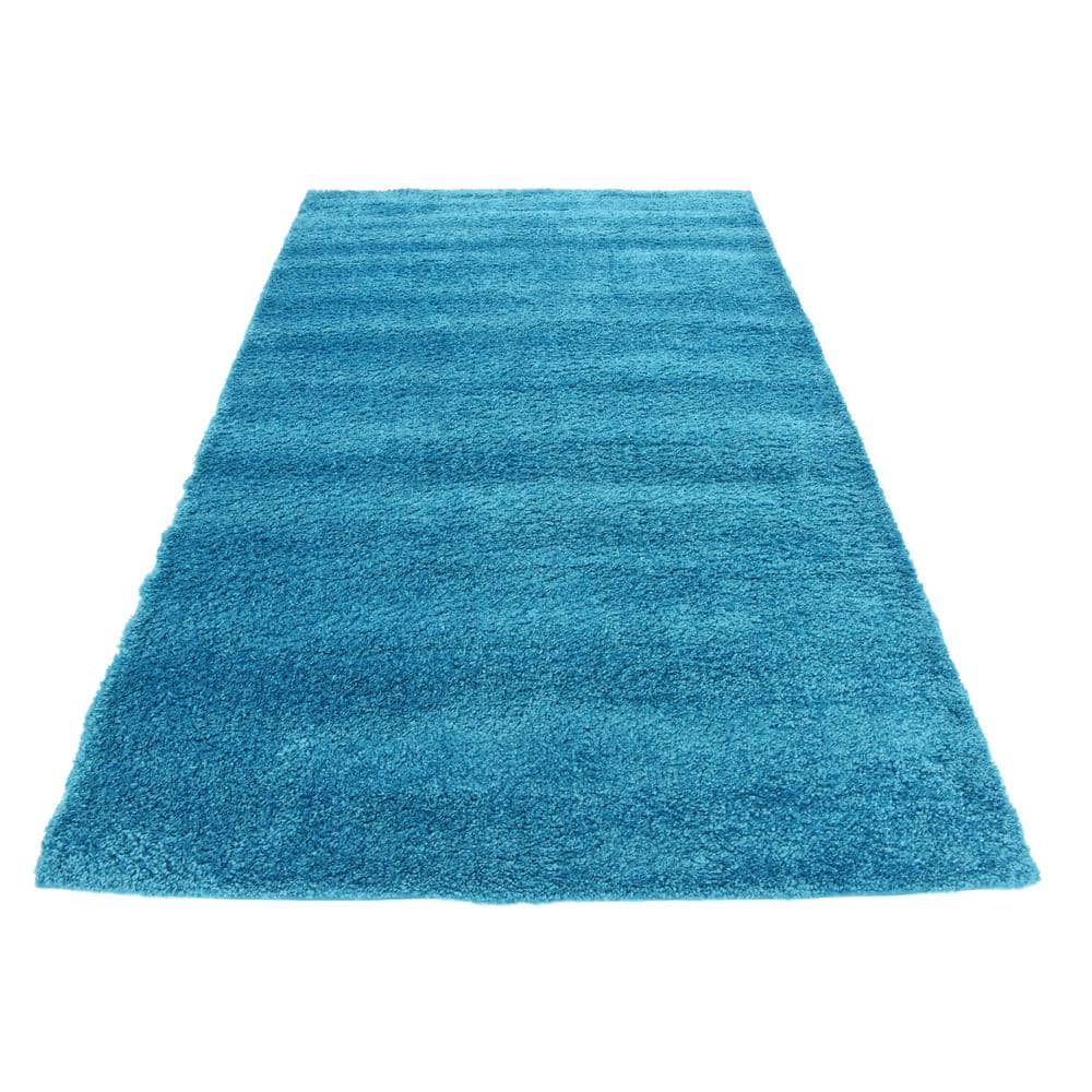Turquoise Shag Synthetic 5' x 7' Easy Care Area Rug