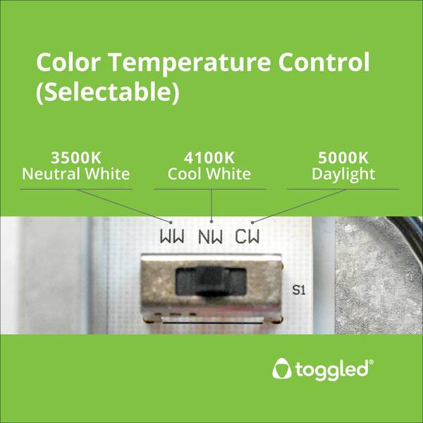 toggled 2 ft. x 2 ft., 5,000 Lumens, Integrated LED Troffer Light - CCT and Wattage Selectable (3500K/4100K/5000K)