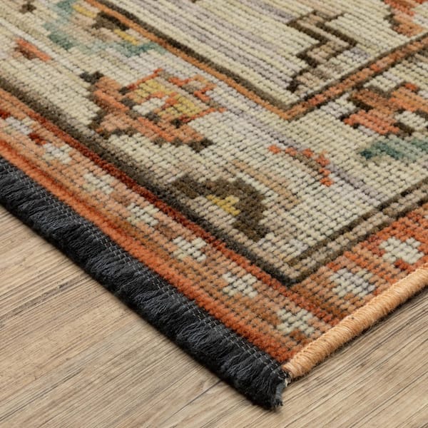 Leo 2 ft. x 10 ft. Rust/Blue Oriental Area Rug