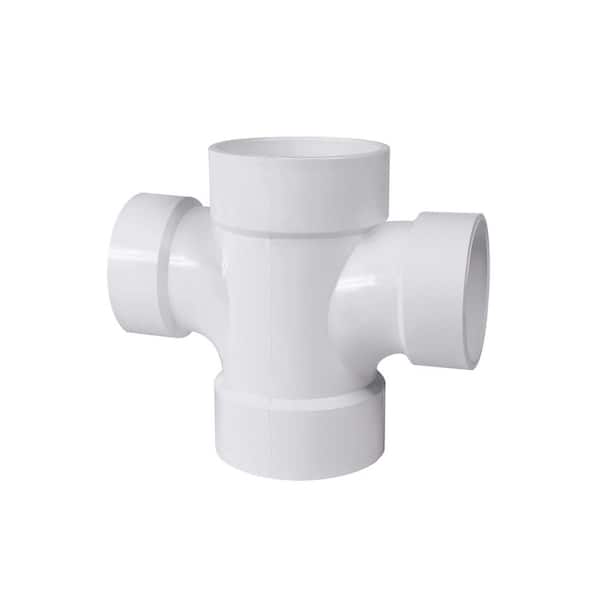 VPC 3 in. x 3 in. x 2 in. x 2 in. PVC DWV All Hub Double Sanitary Tee Fitting
