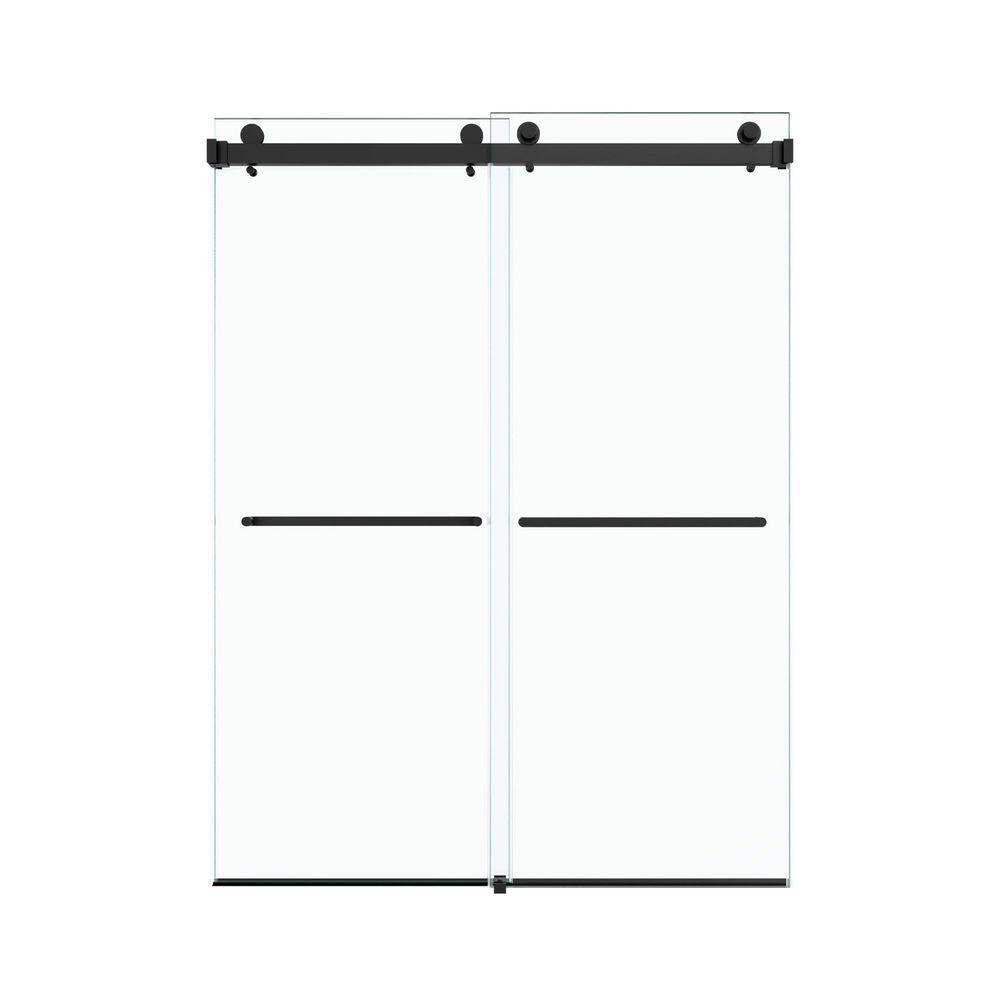 60 in. W x 76 in. H Sliding Frameless Shower Door in Matte Black with 3/8 in. Clear Glass price history on PriceWatchPro