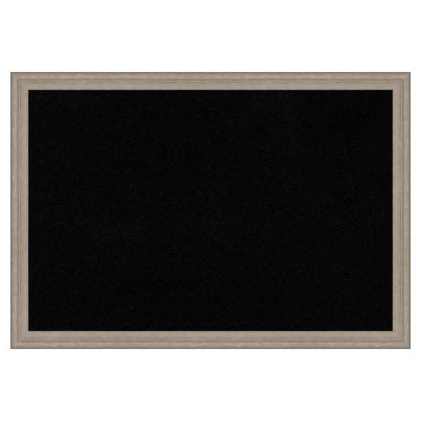 Amanti Art Curve Greywash Wood Framed Black Corkboard 39 in. x 27 in. Bulletine Board Memo Board