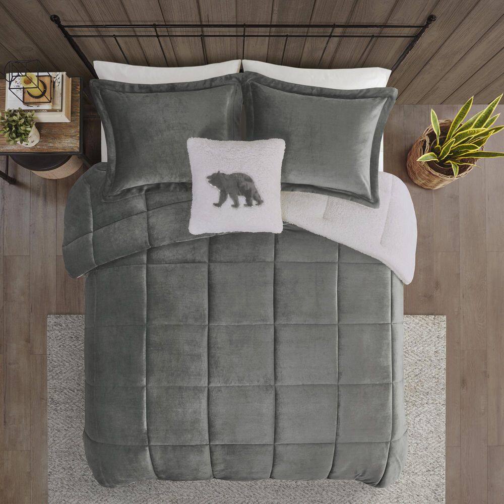 Charcoal and Ivory Full Down Alternative Microfiber Comforter Set