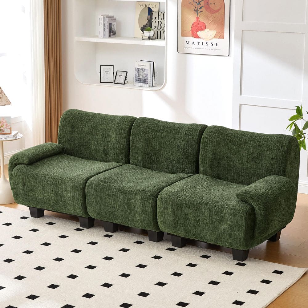 Vireo Modern 94.5 in. Curved Armrest Couch Chenille Upholstered 3-seater Sectional Sofa in. Green price history on PriceWatchPro