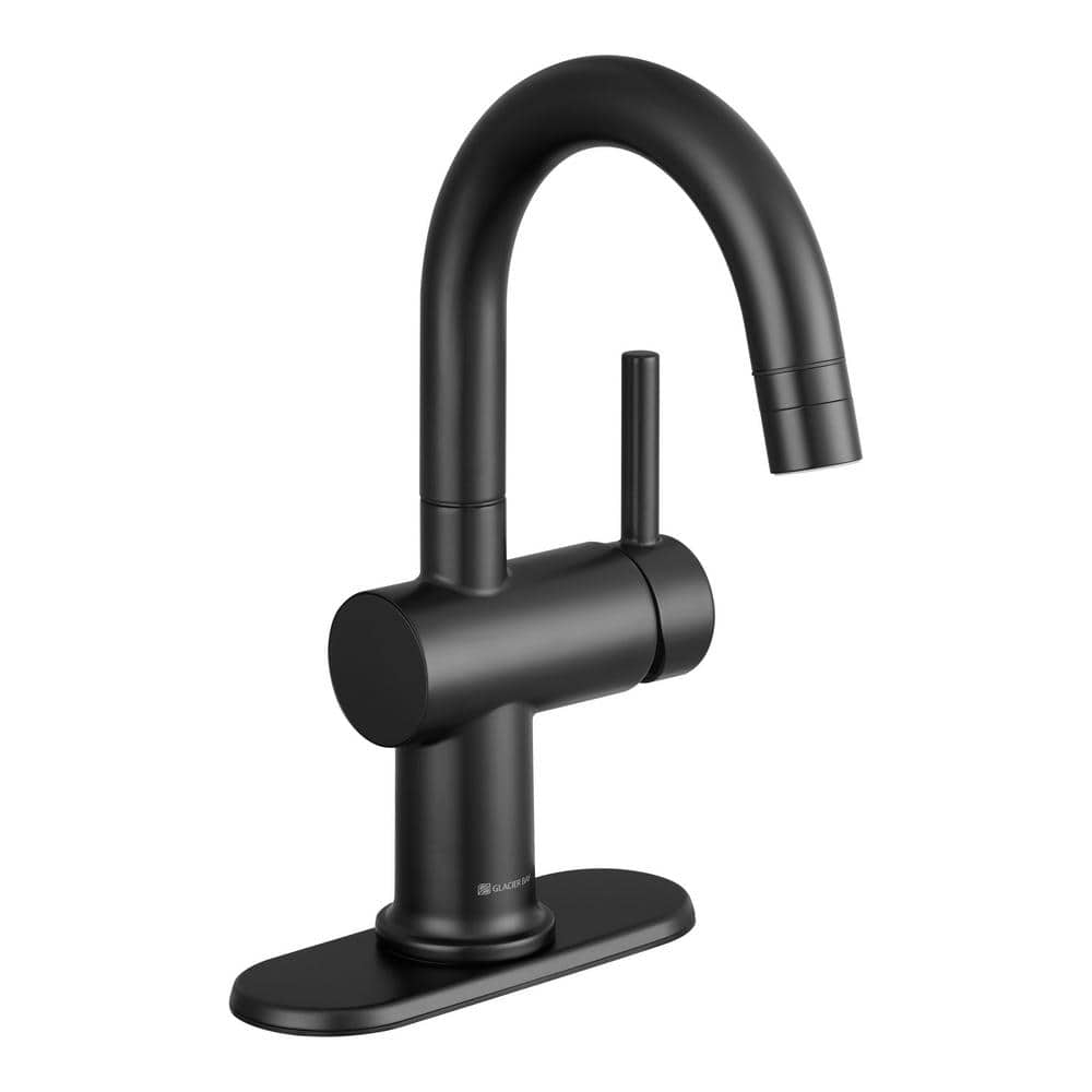 Glacier Bay Dorind Single-Handle Single-Hole Pull-Down Bathroom Faucet in Matte Black