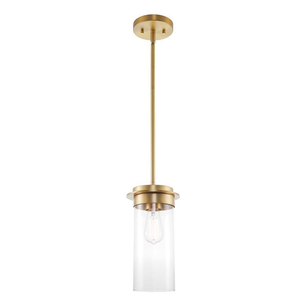 Vivienne Warm Brass Modern Pendant Light with Clear Glass Shade