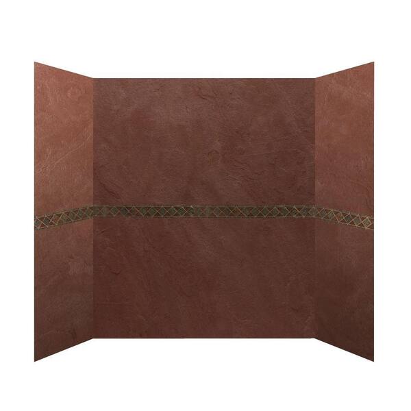 Unbranded 34 in. x 60 in. x 76 in. 4 Panel Shower Surround with Design Strips in Rustic Enhanced-DISCONTINUED