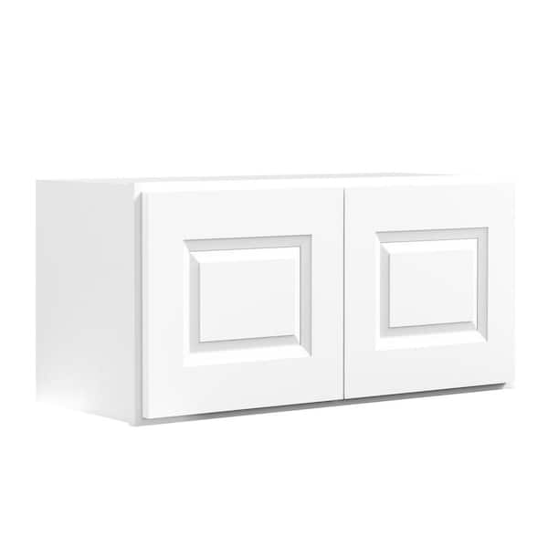 36 in. W x 12 in. D x 24 in. H Traditional White Plywood Ready to Assemble Kitchen Wall Cabinet with Doors and Shelves