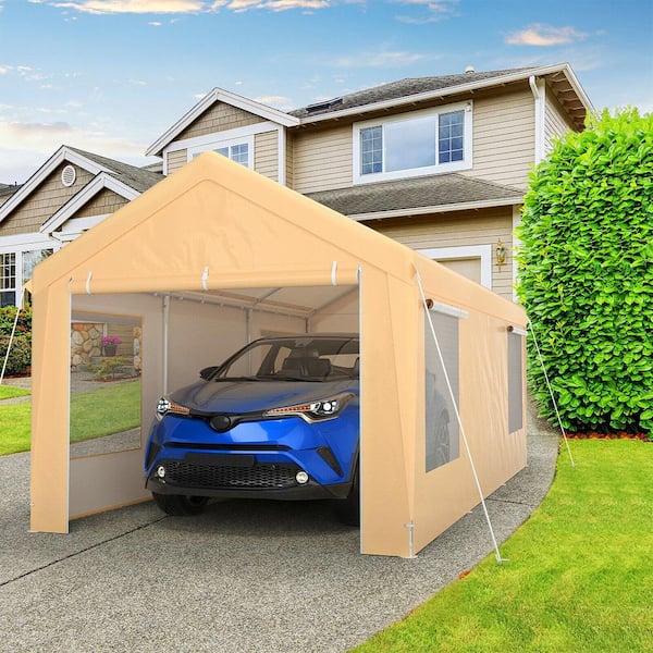 10 ft. x 20 ft. Heavy-Duty Steel Carport Car Canopy Shelter Sidewalls Tent Garage
