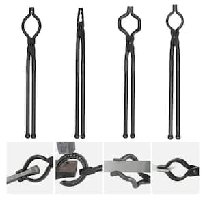 Blacksmith Tongs, 18 in. 4-pieces, V-Bit Bolt Tongs, Wolf Jaw Tongs, Z V-Bit Tongs and Gripping Tongs