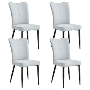 Modern Light Gray PU Leather Seat Dining Chairs Set of 4 for Kitchen, Living, Dining Room