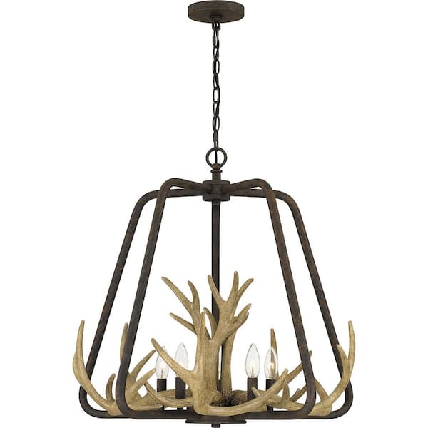 Quoizel Laurent 5-Light Rustic Black Pendant
