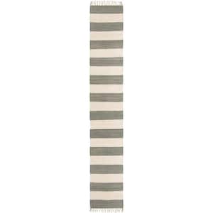Chindi Rag Striped Gray 2' 6 x 16' 5 Area Rug