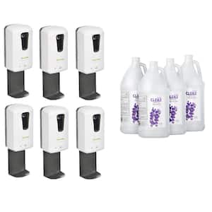 40 oz. Wall Mount Automatic Commercial Hand Sanitizer Dispenser and Drip Tray with Gel Sanitizer Case of 4 (6-Pack)