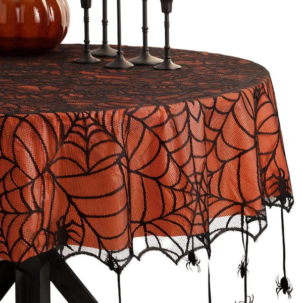 Halloween Tablecloth, Pumpkin Table Cover, Orange & Black Kitchen Table  Linens, Dining Room Decor, Farmhouse Decor, Halloween Gift 