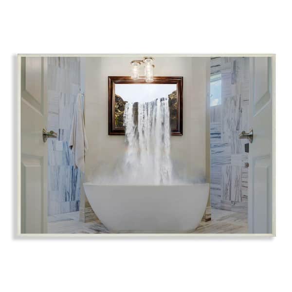 "Bathtub Waterfall Abstract Bathroom Photograph" by Milli Villa Wall Plaque 19 in. x 13 in.