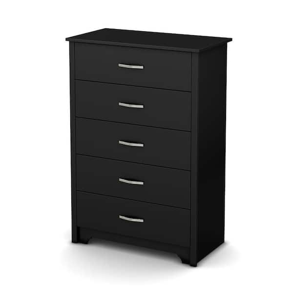 South Shore Fusion 5-Drawer Pure Black Chest of Drawers