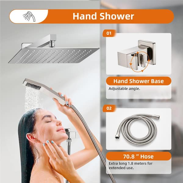 KES Shower System 12 Inch Rain outlets Shower Head with Handheld Spray Shower Faucets