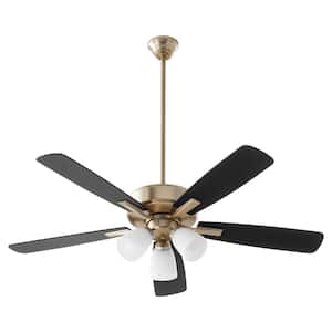 OVATION 52 in. 5 blade Ceiling Fan 3-Light 9 watt Medium base Lamp Opal - Aged Brass