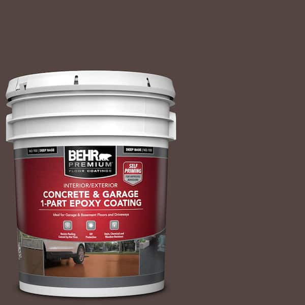 BEHR PREMIUM 5 gal. #PFC-25 Dark Walnut Self-Priming 1-Part Epoxy Satin Interior/Exterior Concrete and Garage Floor Paint
