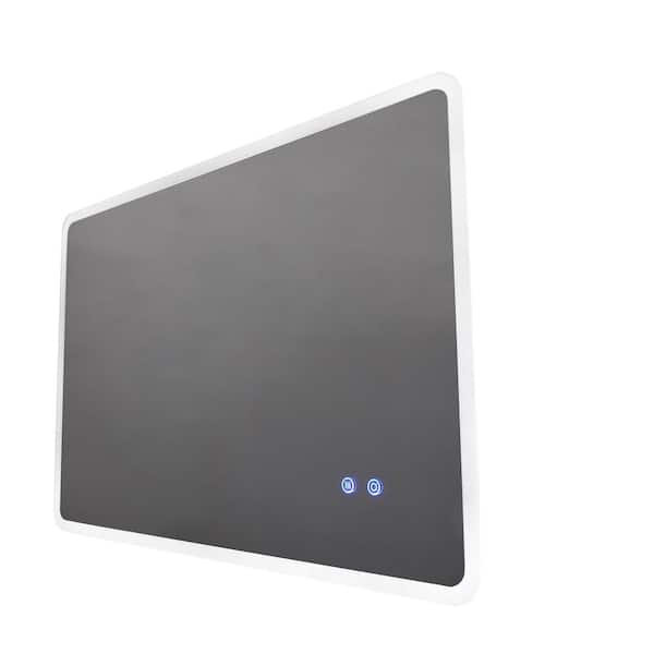 JimsMaison 48 in. W x 31.5 in. H Large Rectangular Frameless Anti-Fog Wall Mounted Bathroom Vanity Mirror in Silver