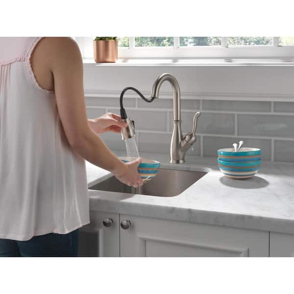 Delta 9678-SP-DST Leland Single Handle Pull-Down Bar/Prep Faucet - SpotShield Stainless