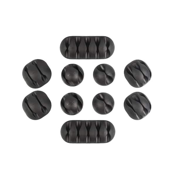 Multipurpose Cable Clips Holders, Black, 10-Pack