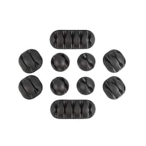 Multipurpose Cable Clips Holders, Black, 10-Pack