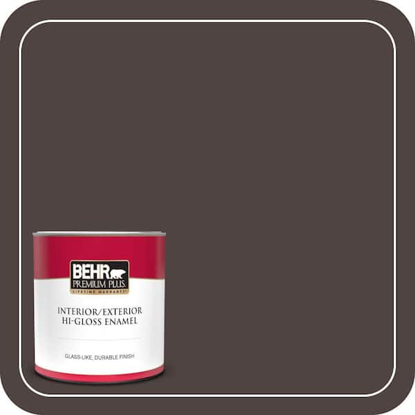 BEHR PREMIUM PLUS 1 qt. #790B-7 Bitter Chocolate Hi-Gloss Enamel Interior/Exterior Paint & Primer