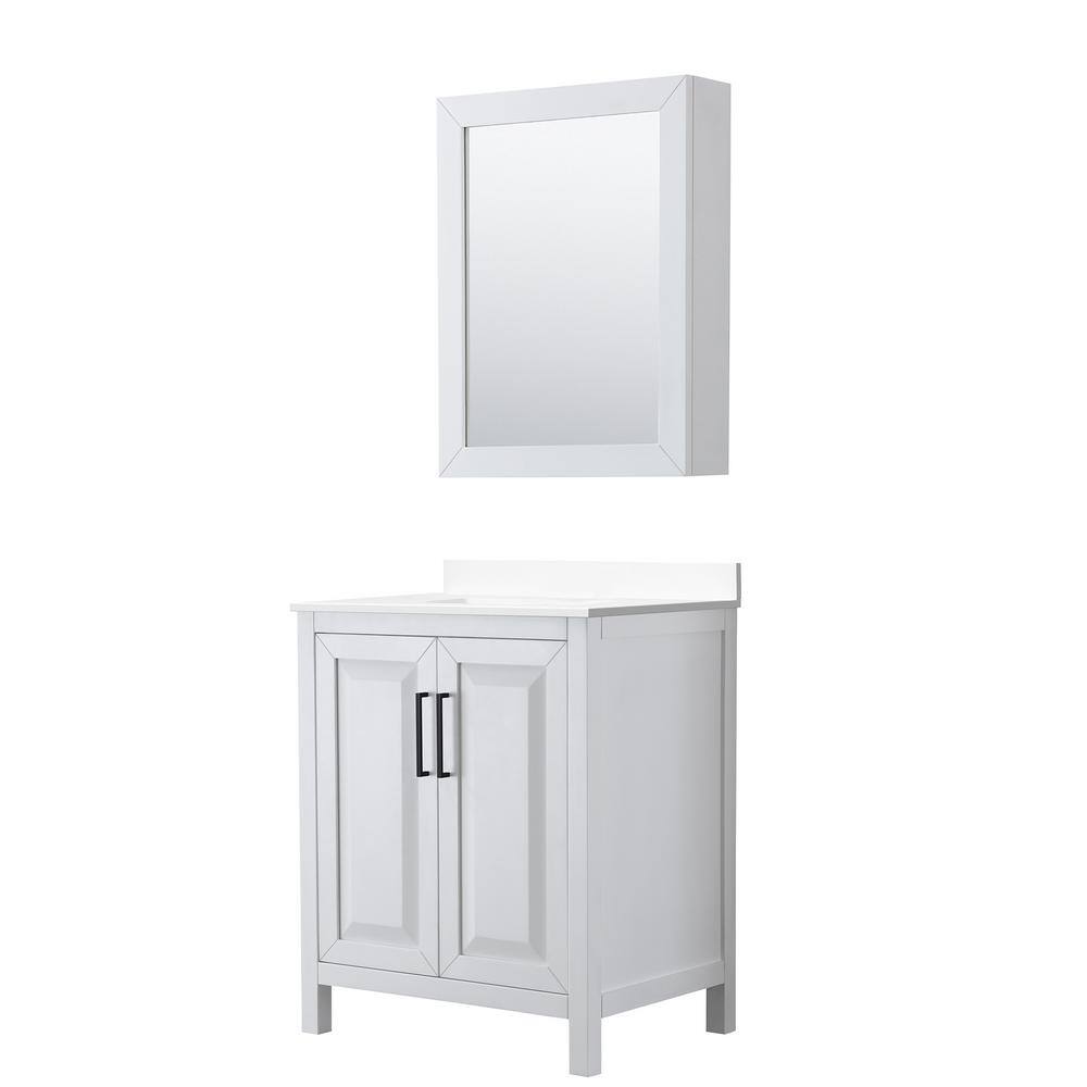 Daria 30" White Freestanding Single Vanity with Cultured Marble Top