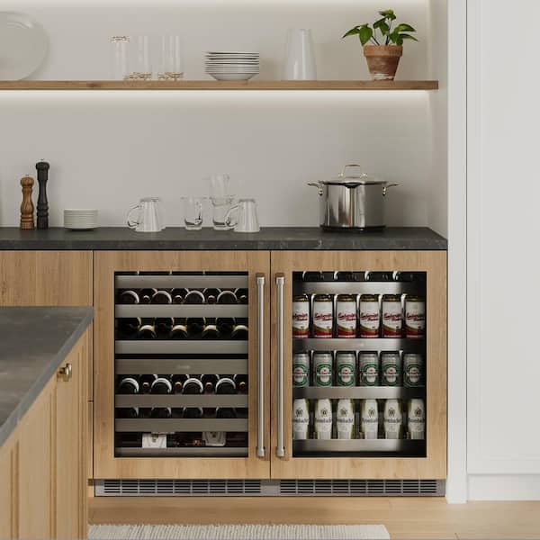 24 in. Touchstone Dual Zone 44-Bottle Panel Ready Wine Cooler with Glass Door in Stainless Steel