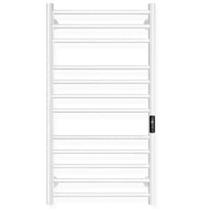 Electric Towel Warmer Wall Mount Heated Towel Rack 12-Bars Plug in Hardwired White