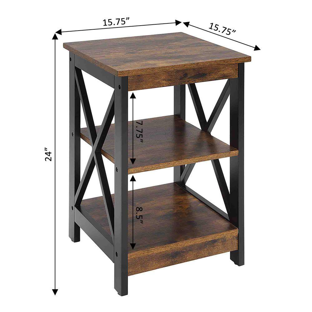 Oxford Barnwood and Black Rectangular Wood Metal End Table