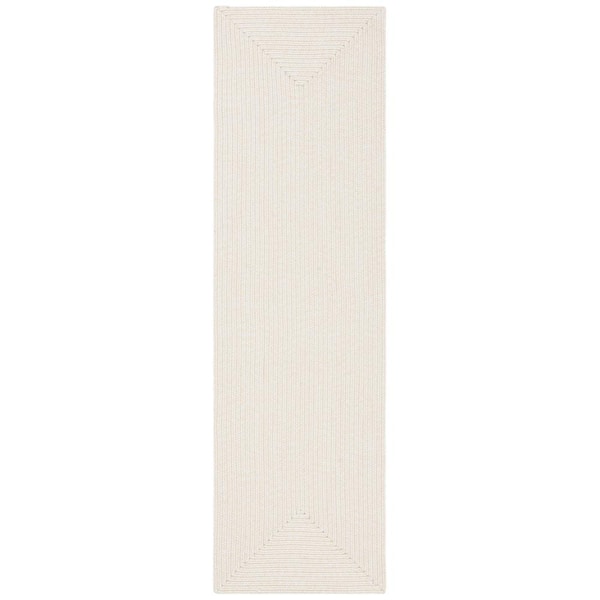 Braided Ivory/Beige 2 ft. x 6 ft. Solid Color Gradient Runner Rug