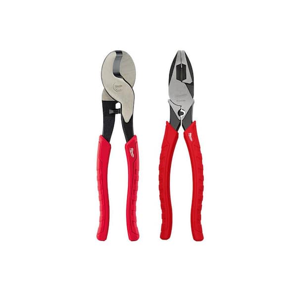 Milwaukee 10 in. Cable Cutting Pliers and 9 in. High Leverage Lineman's Pliers with Crimper (2-Piece)