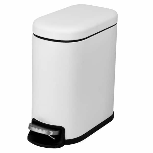 Curved Rectangular 5 L/1.3 Gal. Pedal Trash Bin with Soft Close Lid in Matte White