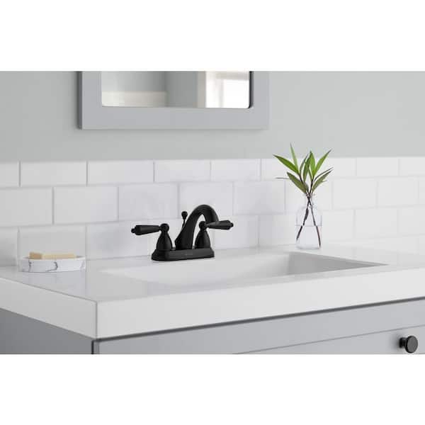 Glacier Bay 4-Inch Centerset Bathroom Faucet – Low-Arc, Double Handle, Chrome Finish