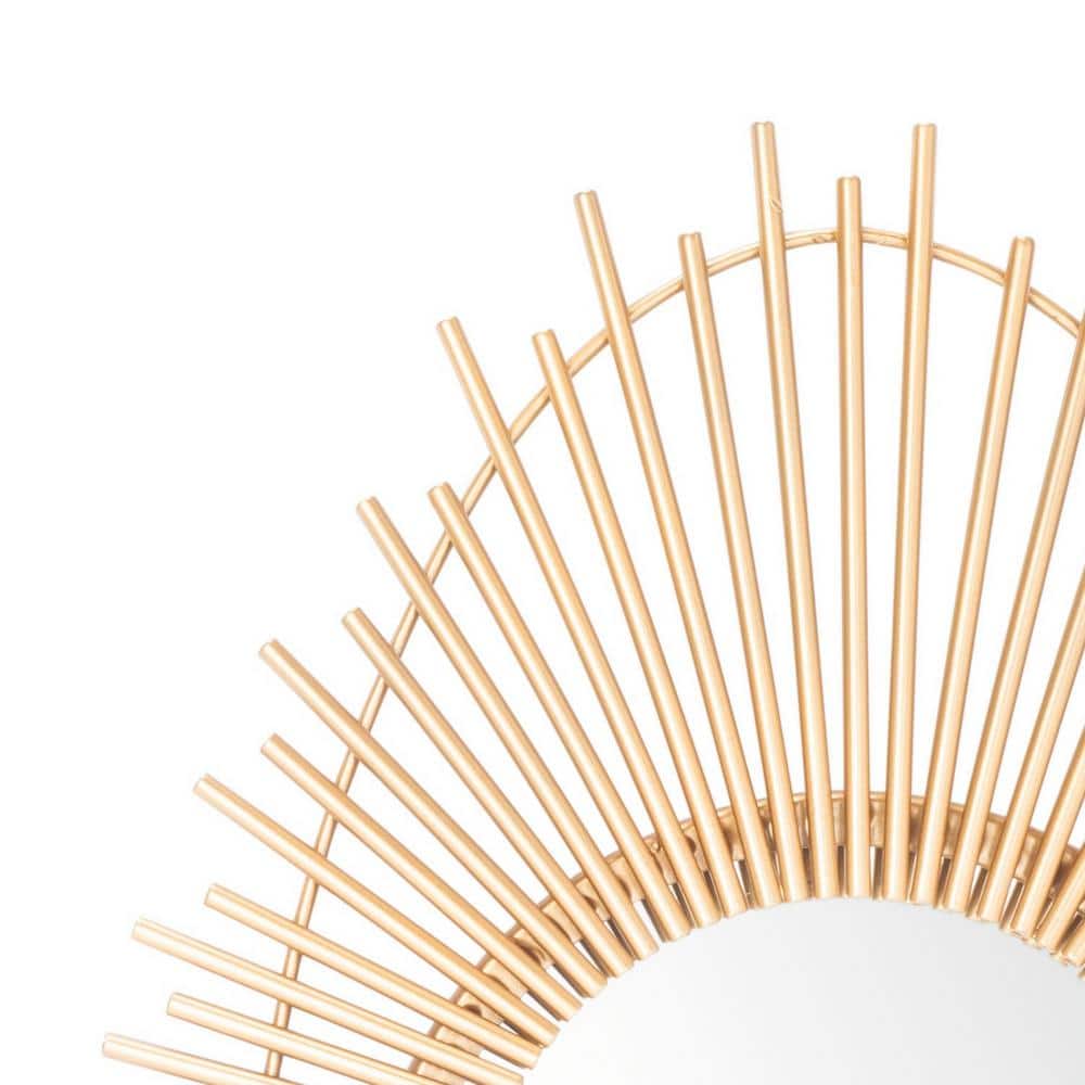 Contemporary Art Nouveau Inspired Round Gold Mirror