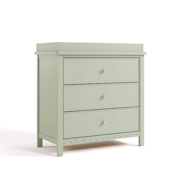 Sasha Sage 3 Drawer 35.47" Dresser with Changing Topper
