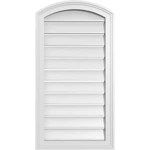 18 in. x 32 in. Arch Top Surface Mount PVC Gable Vent: Decorative with Brickmould Frame