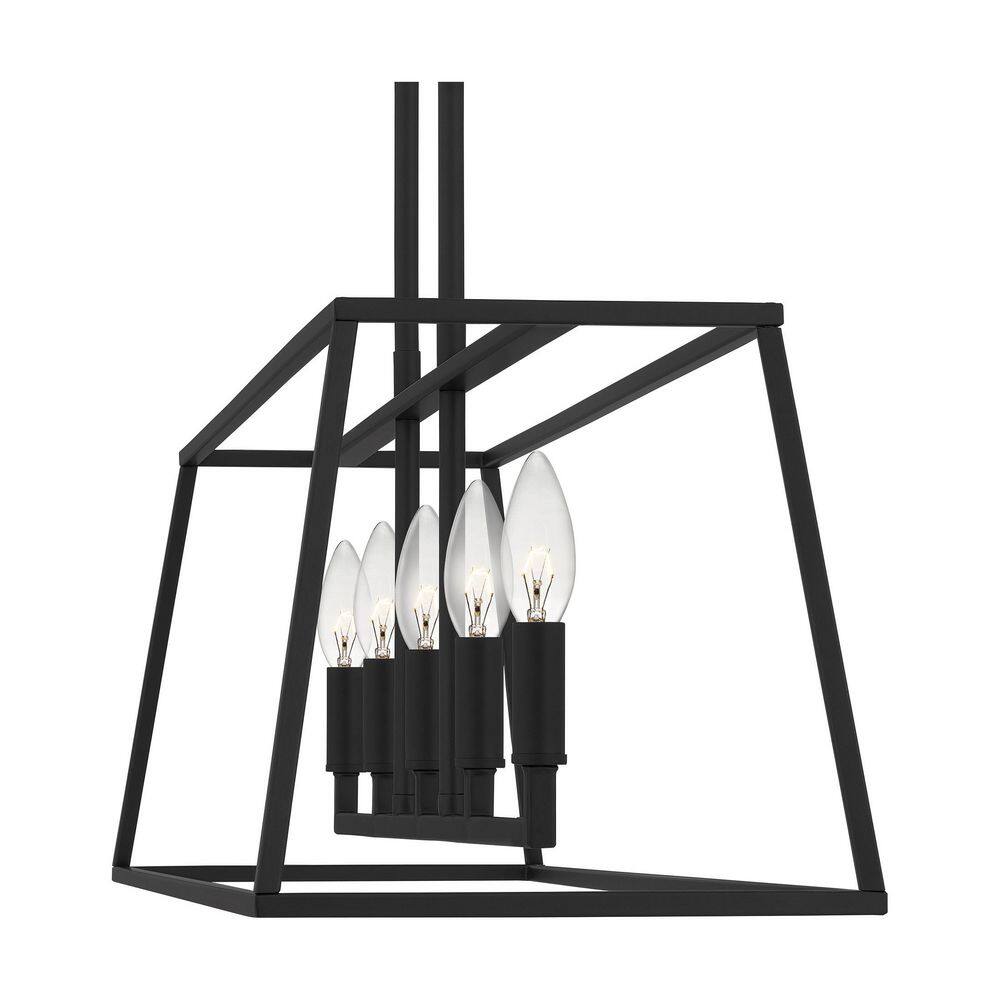 Matte Black Steel 5-Light Candle Island Chandelier