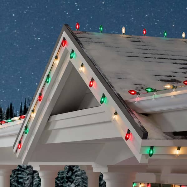 50 Count Red/Green/Warmer White Jumbo LED Steady Lit Super-Bright Lights