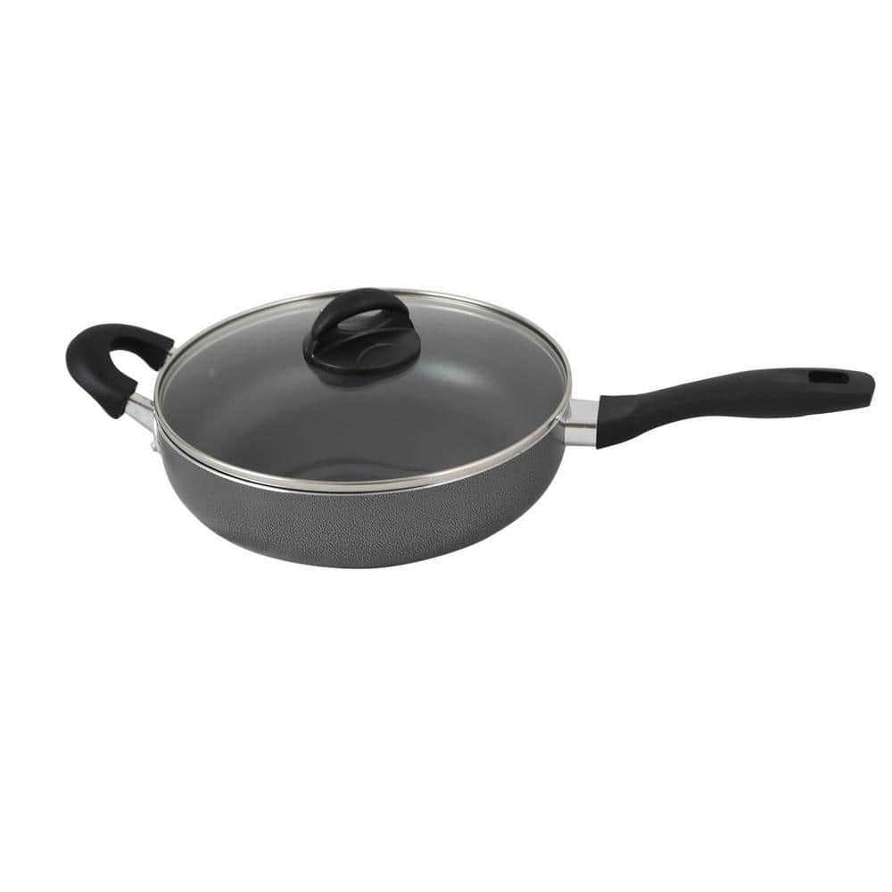 Oster Clairborne 6 qt. Round Aluminum Nonstick Dutch Oven in Charcoal Gray  with Glass Lid 985105875M - The Home Depot