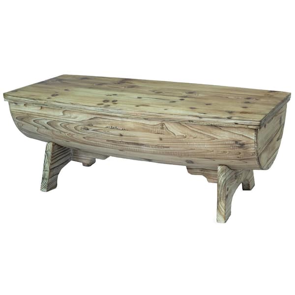 Vintiquewise Vintage 41 in. Natural Large Rectangle Wood Coffee Table with Storage