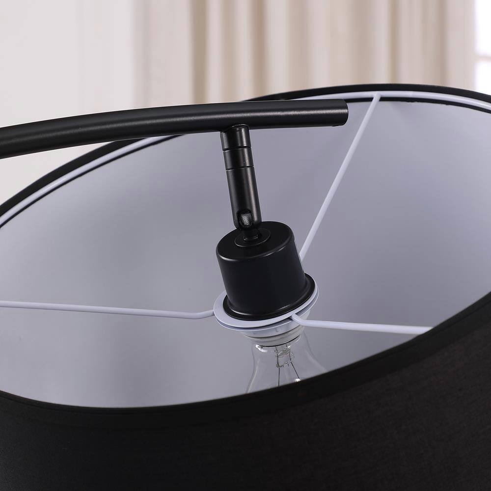 Oscar 65" Adjustable Black Metal Arc Floor Lamp with Marble Base