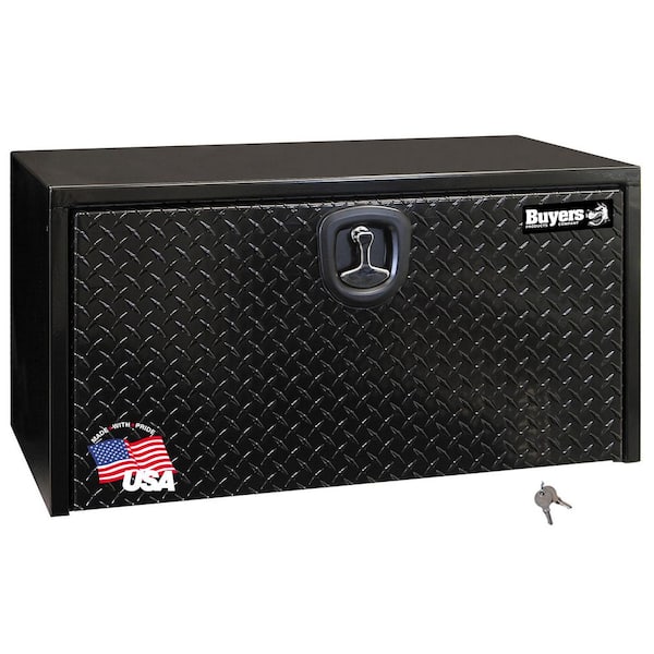 18 in. x 18 in. x 36 in. Gloss Black Steel Underbody Truck Tool Box with Aluminum Door